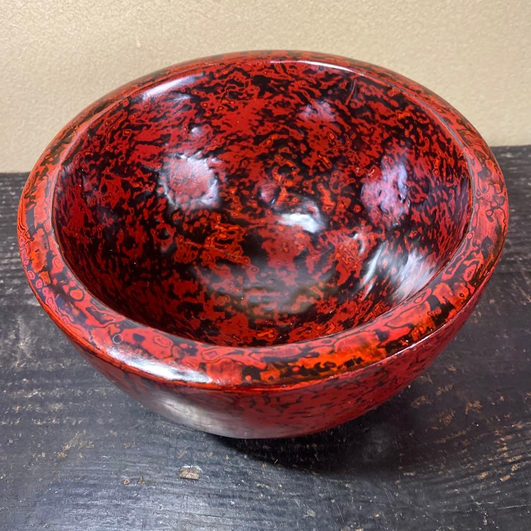 漆器製 赤黒模様 ボウルKG