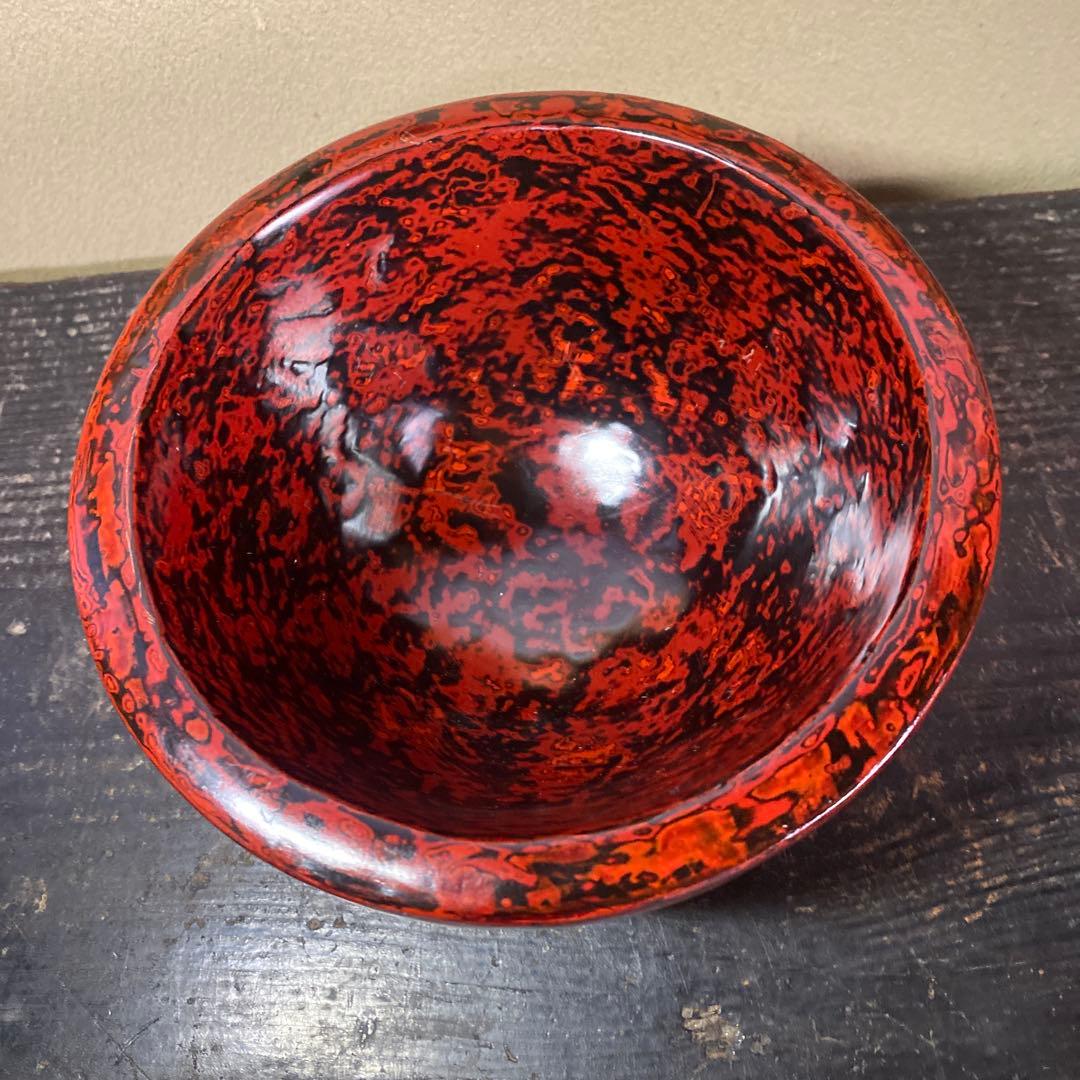 漆器製 赤黒模様 ボウルKG