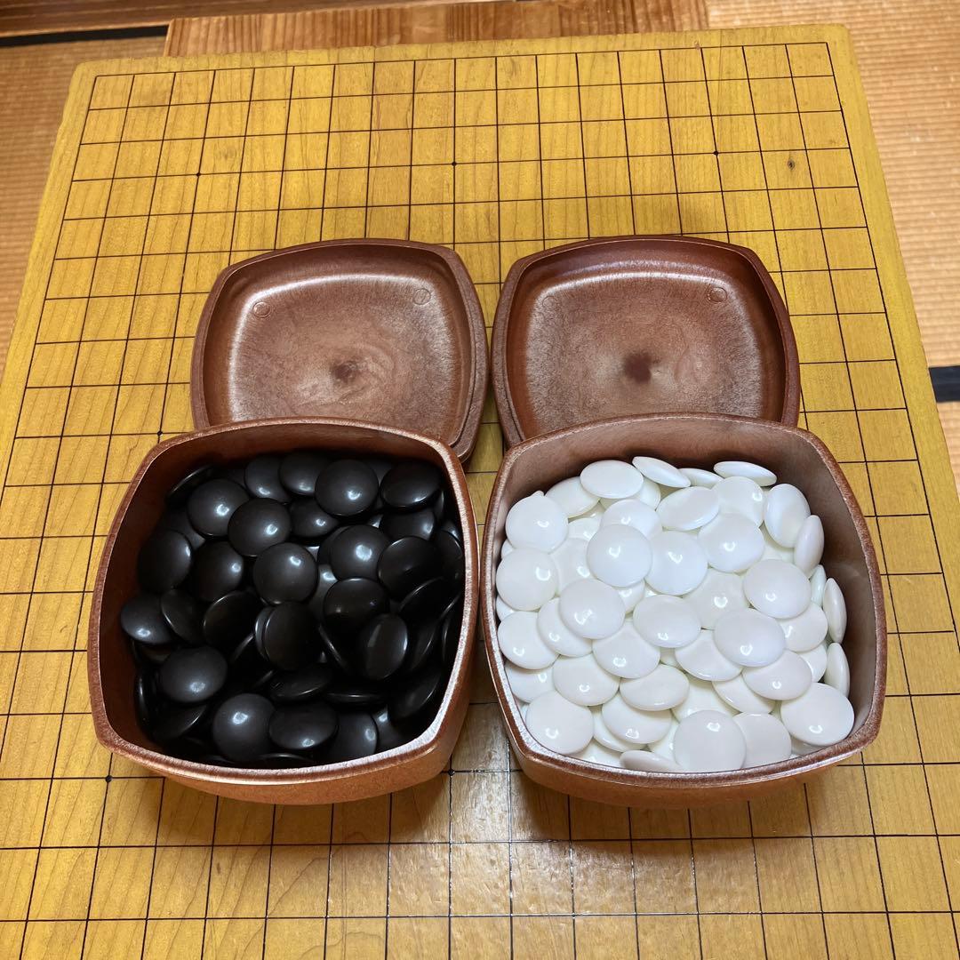 地榧三寸五分　脚付碁盤　硝子碁石　ブラ碁簀