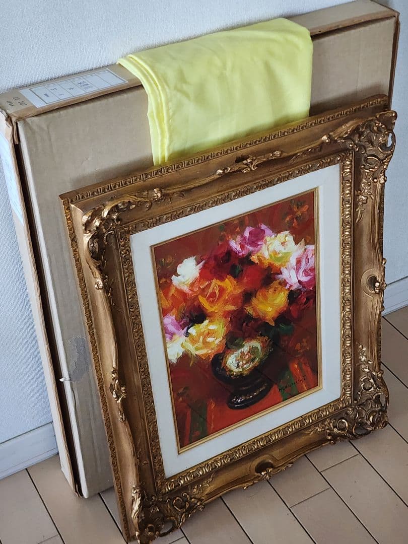 yoshipresson 山本彪一　薔薇　キャンバスに油彩　F4号　額装