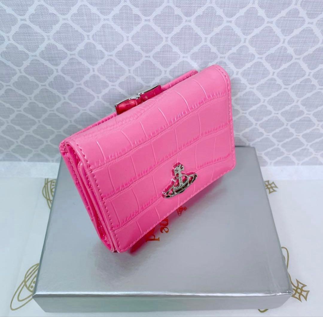 【内側柄も素敵☆最新作】Vivienne Westwood 三つ折財布 ピンク