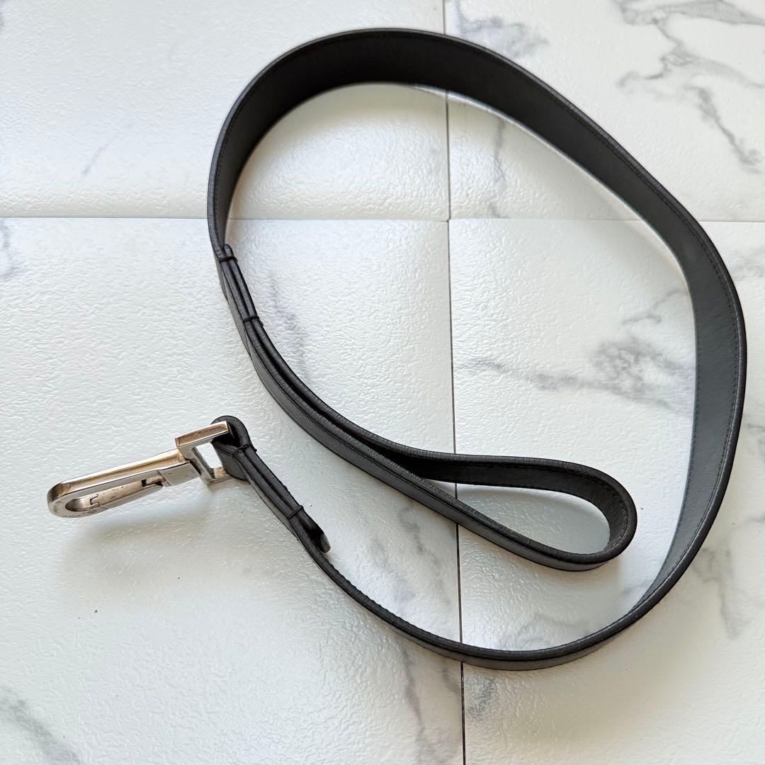 グッチ ロゴ プレート レザー リード 首輪 セット ブラック 中型犬　大型犬