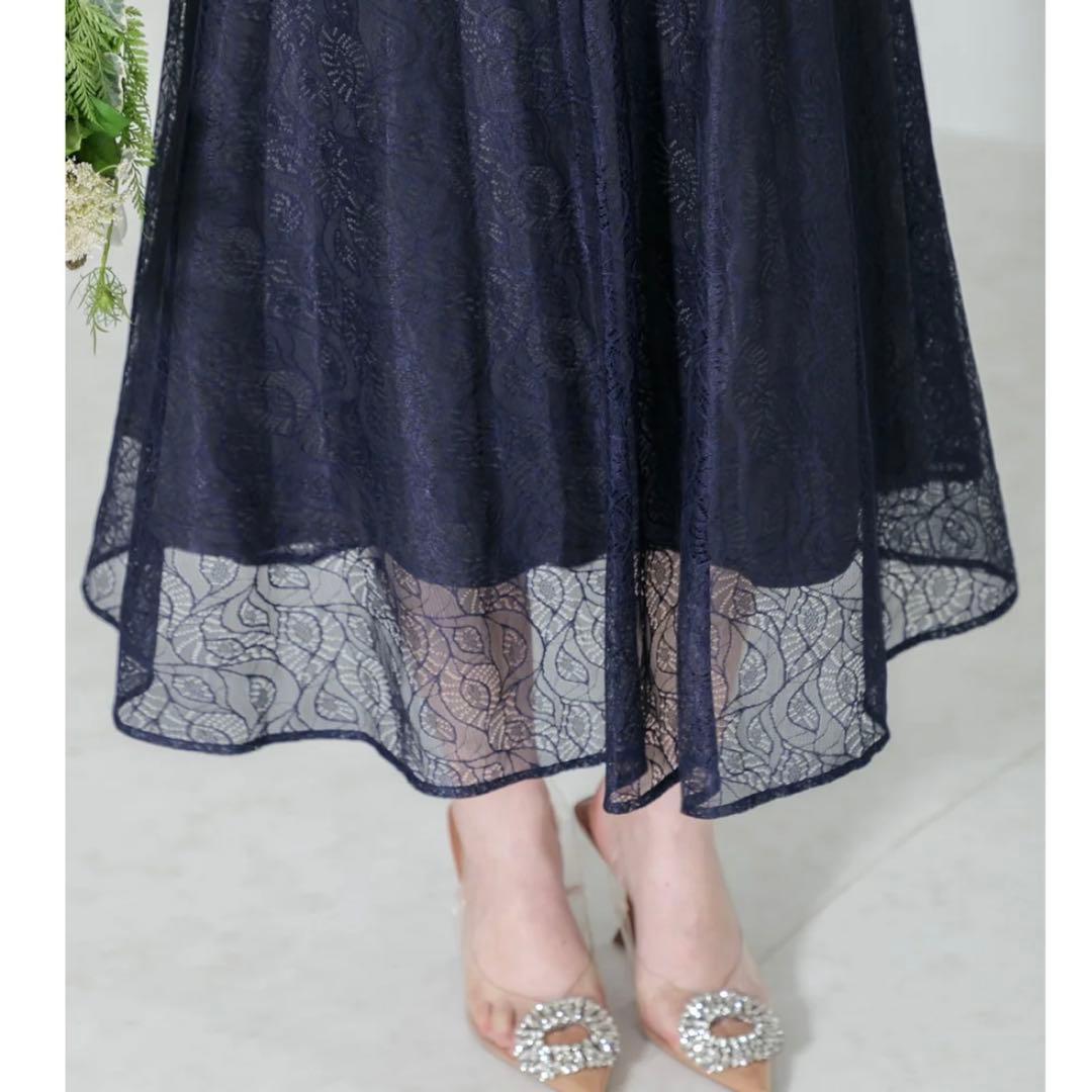 【極美品】Leja ウエストマークパフスリーブ総レースロングドレスワンピース