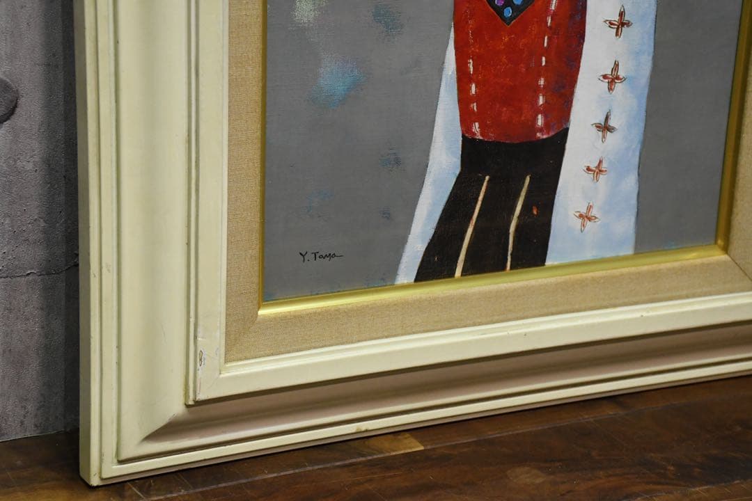 DIK100 田屋幸男 「ギリシャの少女 」 F6号 真作 油彩 人物画 額装