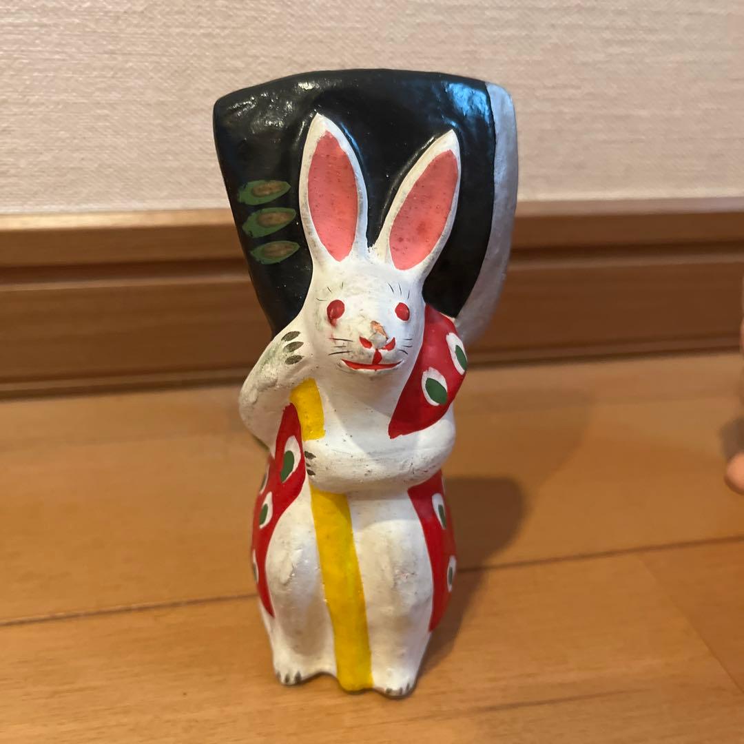 中山土人形の「山姥金時と鉞兎・一対」　伝統工芸品　郷土玩具