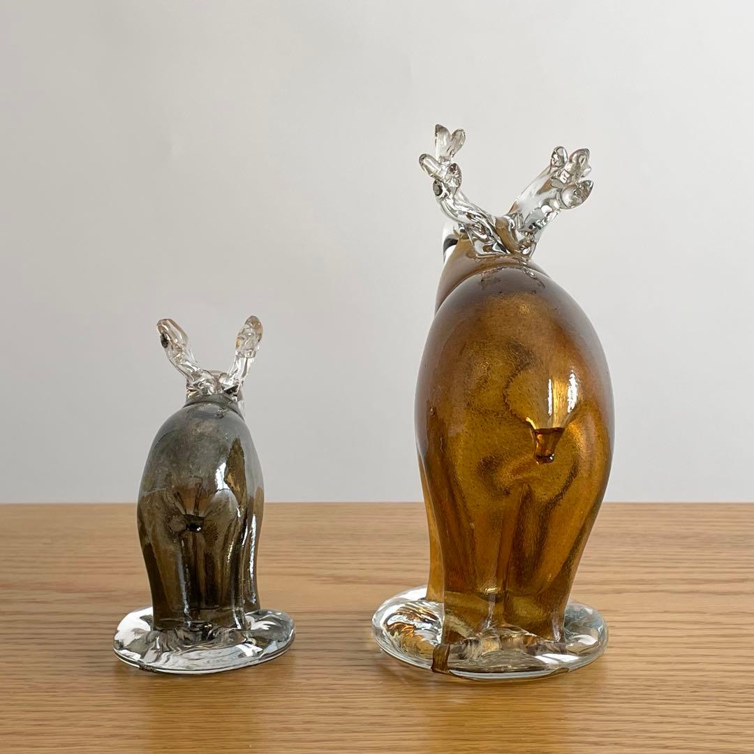 北欧ビンテージ Bianco Blu ガラス製 トナカイ セット 置物 オブジェ