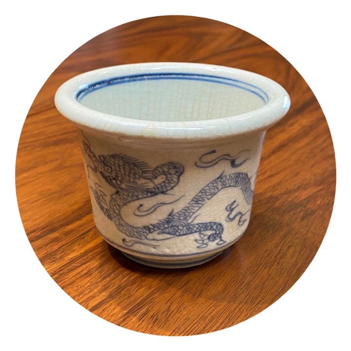 古伊万里　広口鉢呉須龍文染付