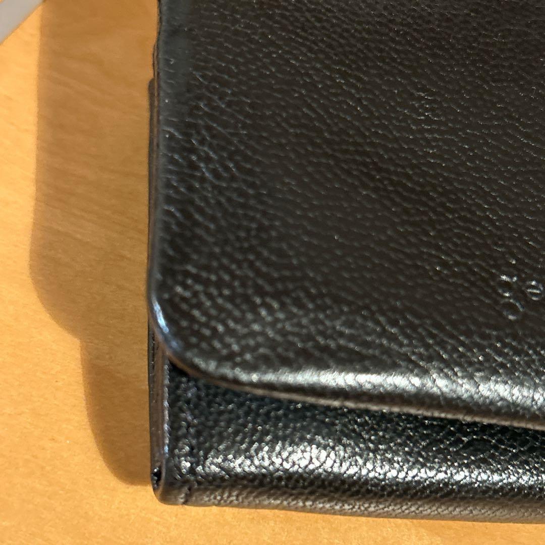 【YY 様】genten ブラックレザー 二つ折り財布 牛革 黒 男女兼用