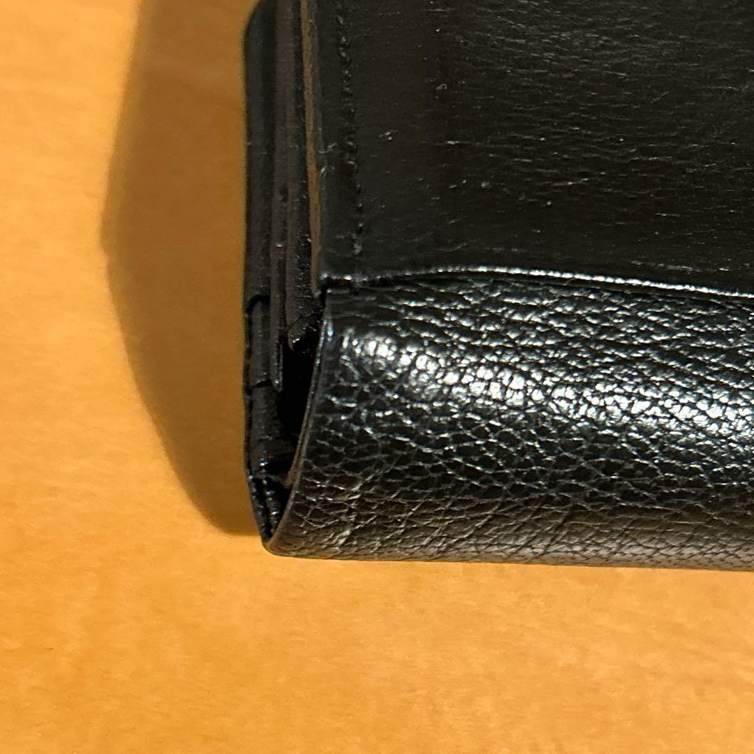 【YY 様】genten ブラックレザー 二つ折り財布 牛革 黒 男女兼用