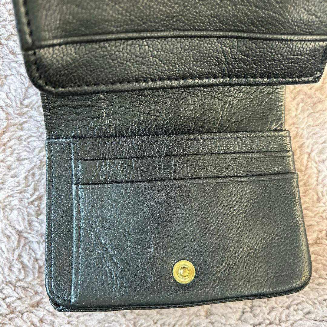 【YY 様】genten ブラックレザー 二つ折り財布 牛革 黒 男女兼用