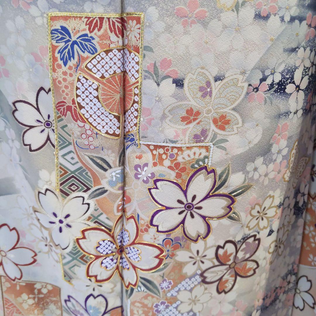 408黒　大正浪漫　夢二　桜　正絹振袖6点フルセット成人式卒業式結婚式