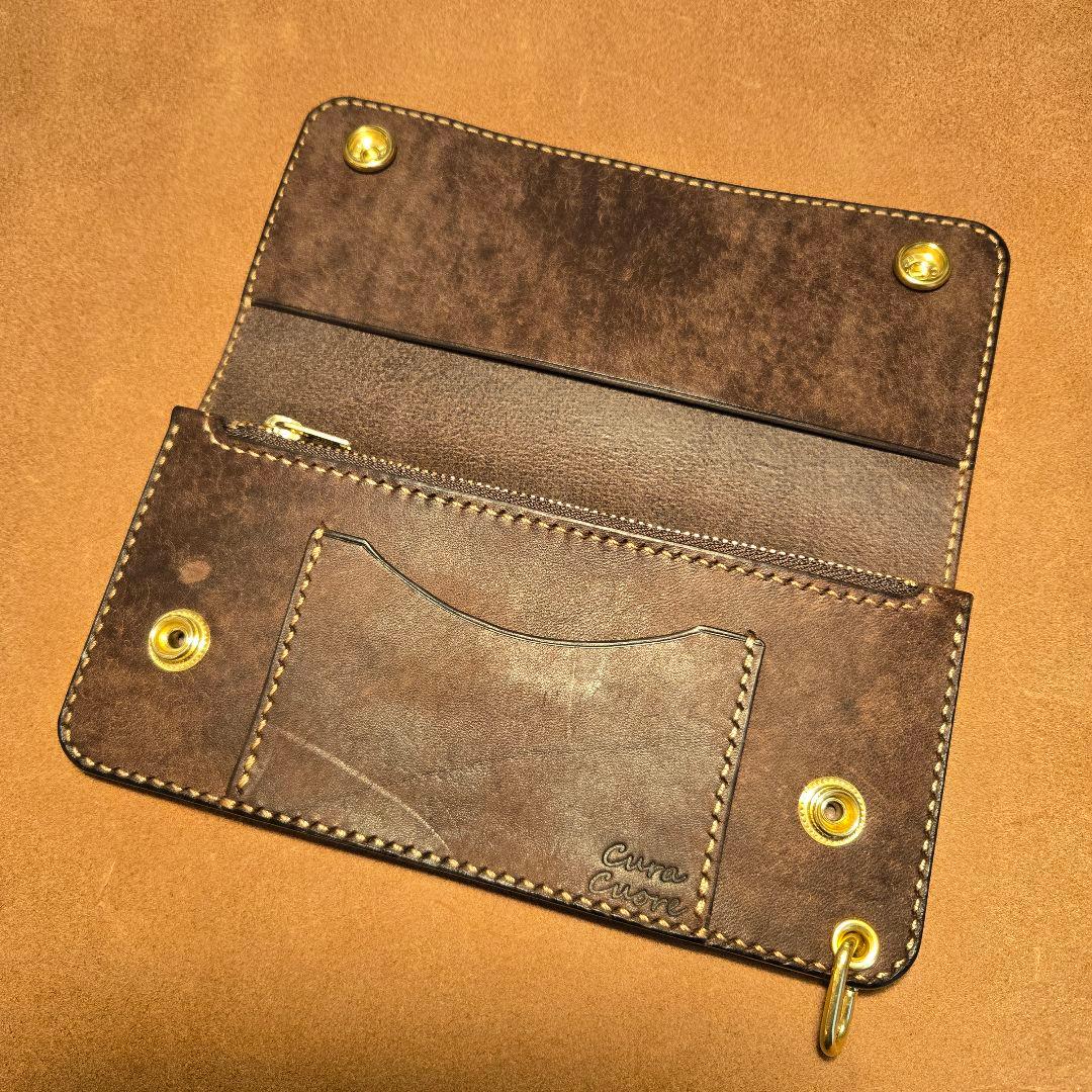 268ロング　トラッカーウォレット　イタリアンレザーMARGOT【ダークブラウン