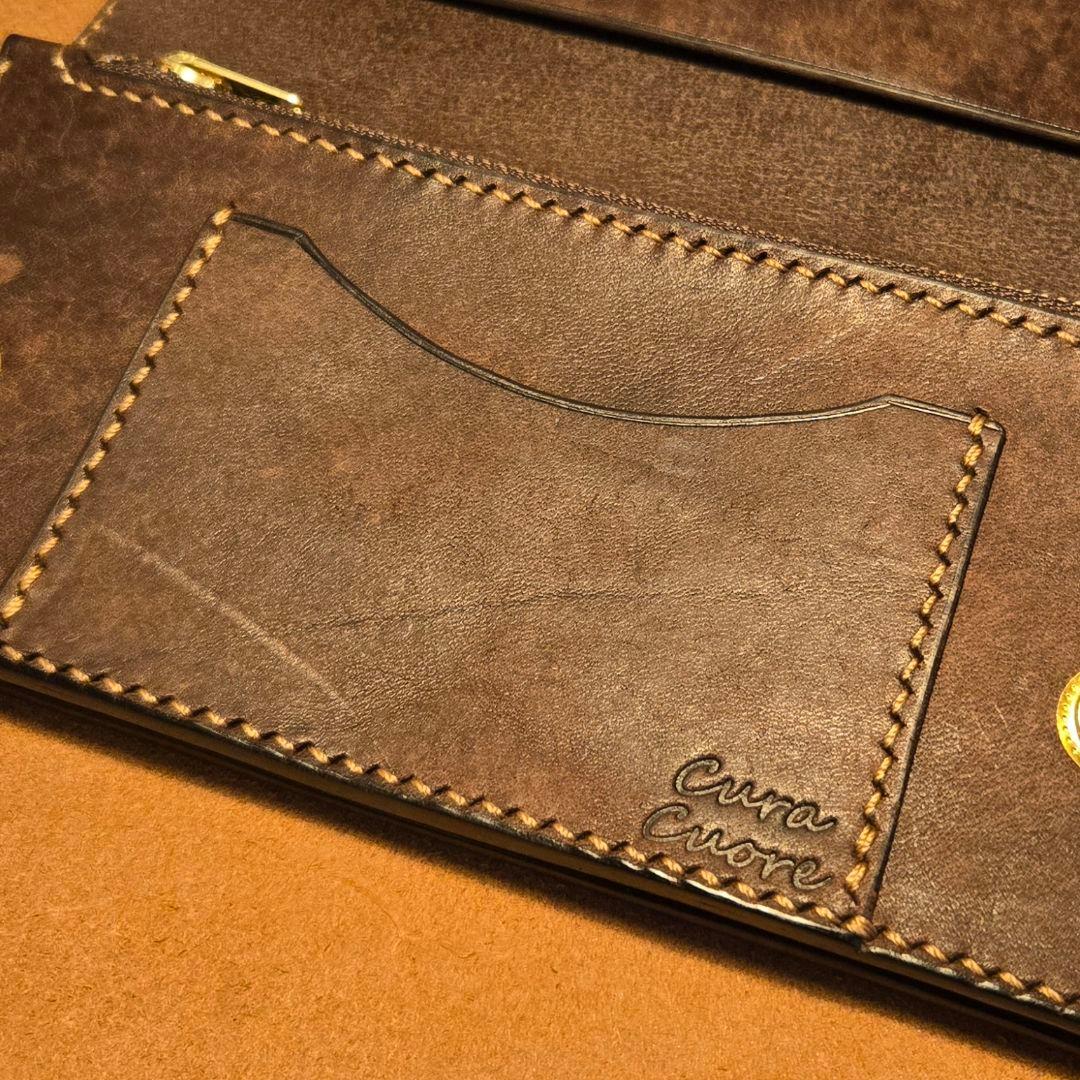 268ロング　トラッカーウォレット　イタリアンレザーMARGOT【ダークブラウン