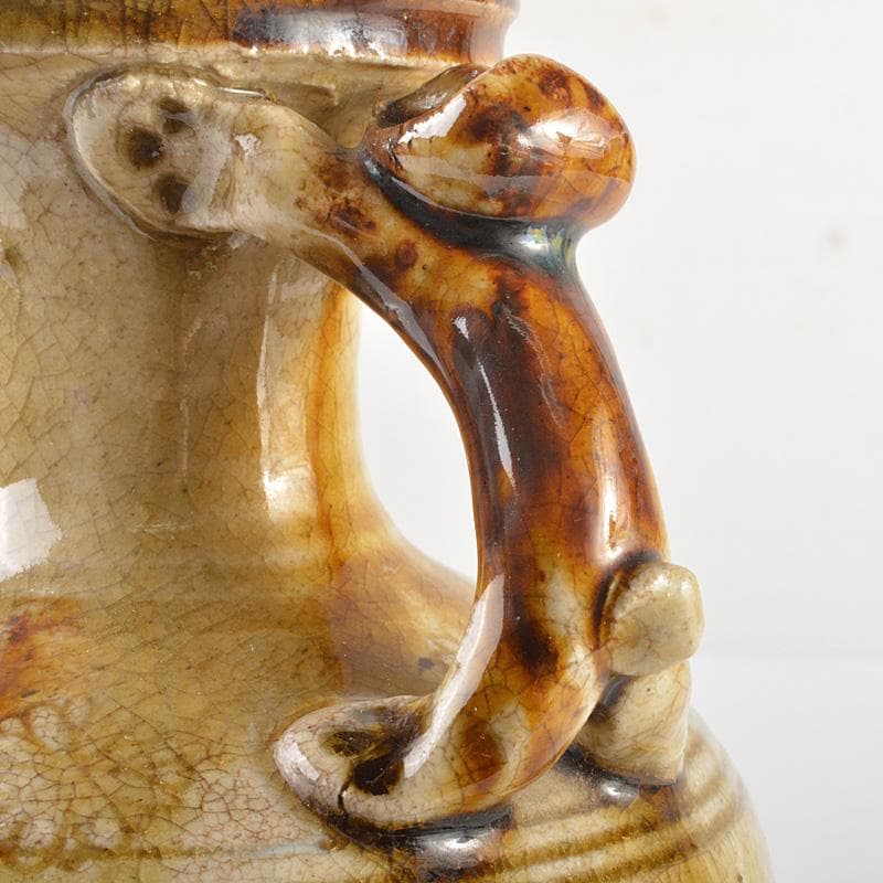 瀬戸焼　古瀬戸　黄瀬戸　灰釉印花菊文　手付水注　V　R6928