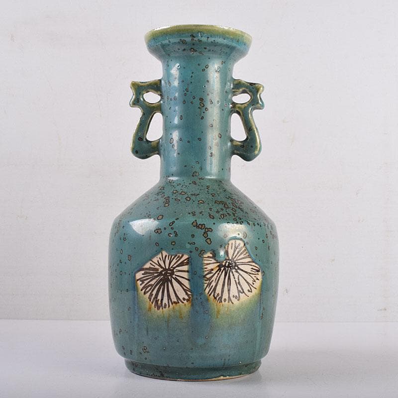 北大路魯山人作　織部焼　耳付花瓶　小山富士夫（古山子）極め箱　D　R8931B