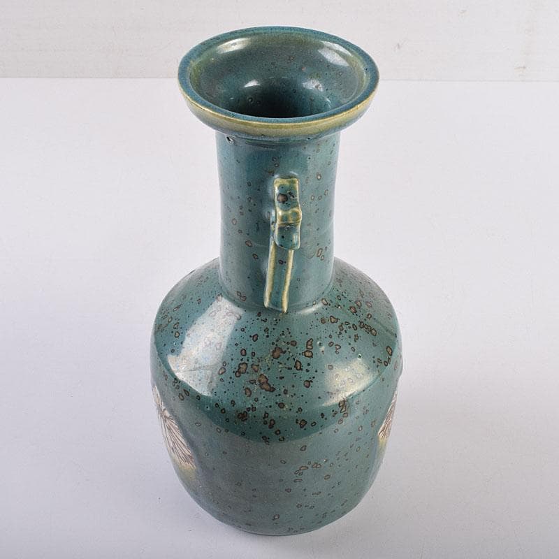 北大路魯山人作　織部焼　耳付花瓶　小山富士夫（古山子）極め箱　D　R8931B