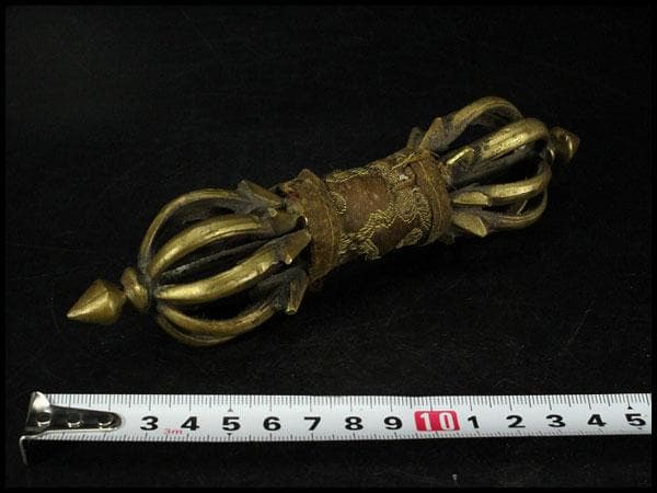 仏教美術 古銅 五鈷杵 密教 法具(K-LC971)