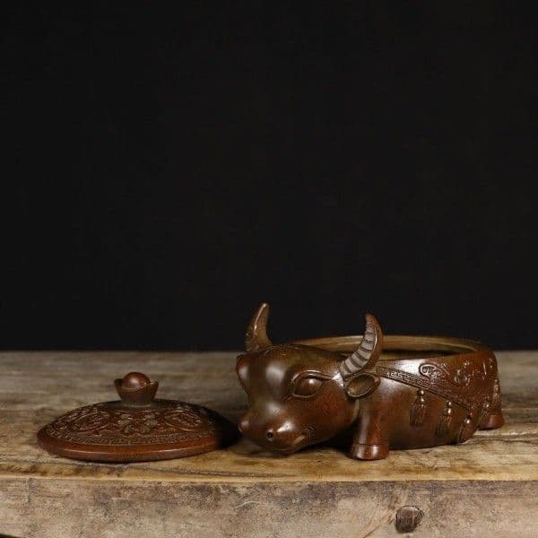 銅 細工 如意牛香炉 香道具 灰皿 装飾品 工芸品 美術品 置物