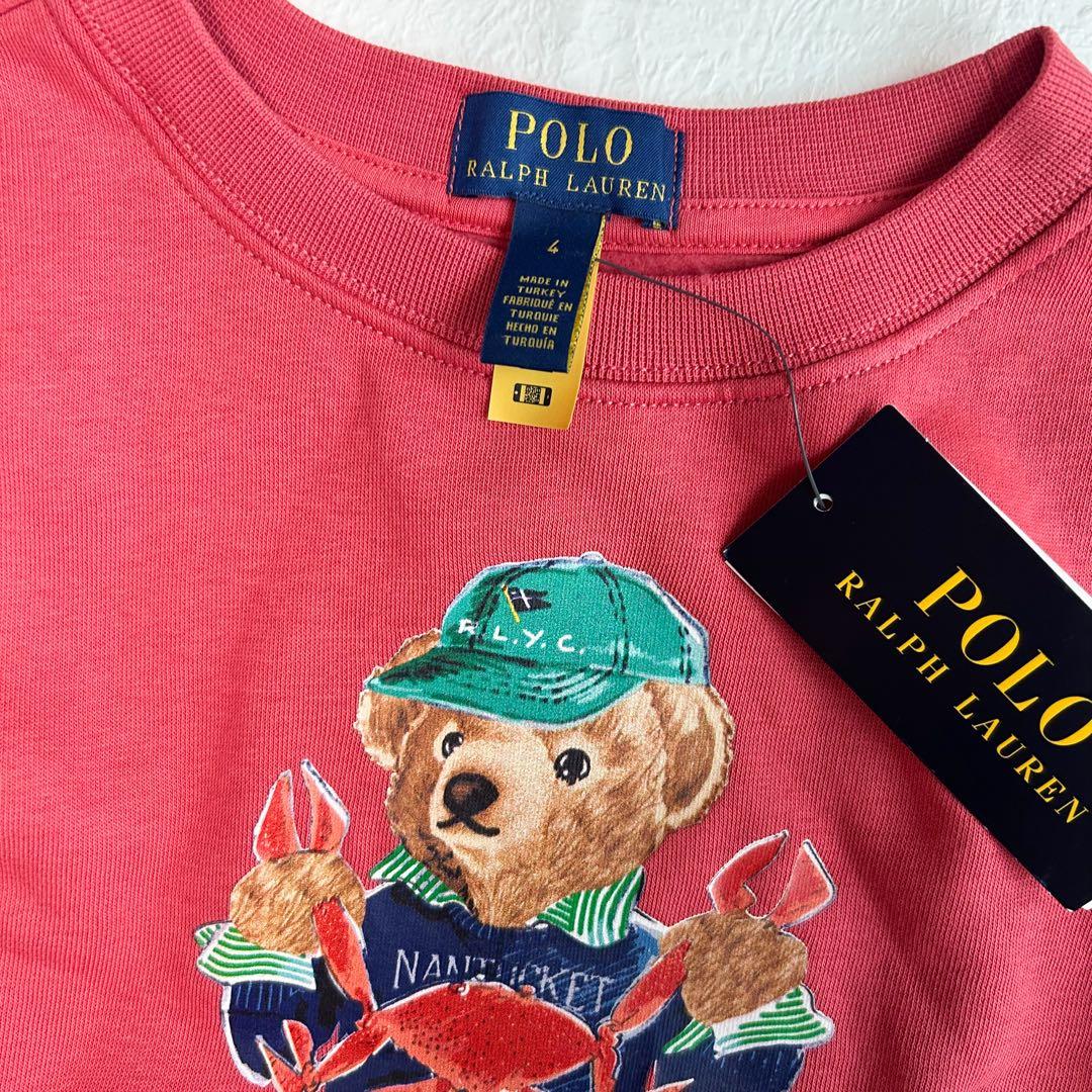 ラスト1点◇ラルフローレン ポロベア フリーススウェット レッドカニ 4T110