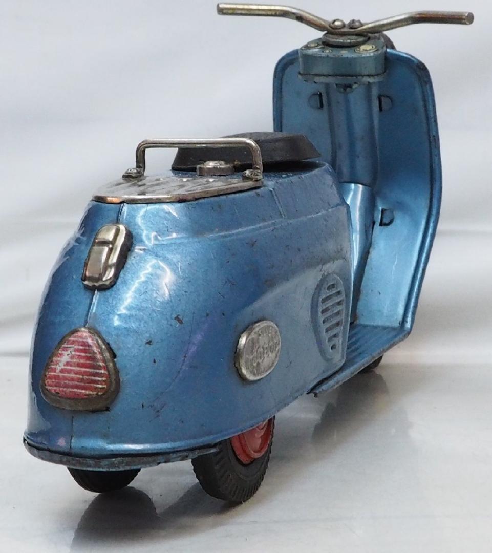 萬代屋【新三菱工業シルバーピジョン青】ブリキtin toy carスクーター箱無