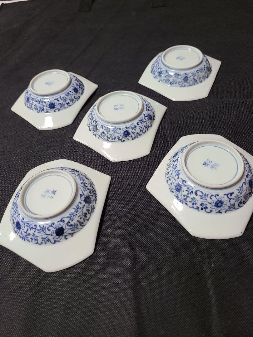 須田菁華染付六角皿5客組