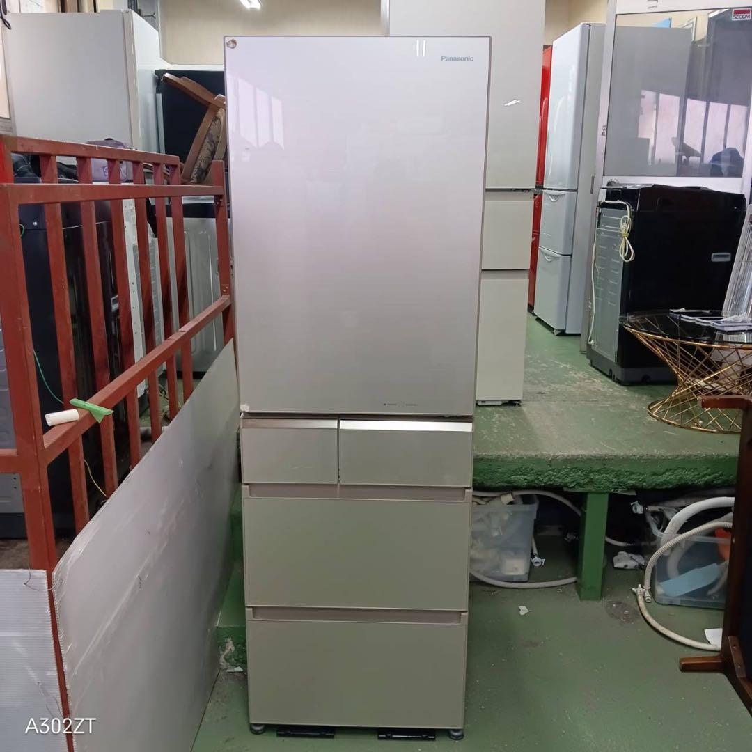 446 ガラスパネル　大型冷蔵庫　右開き　400L強 美品　5ドア　大人気モデル