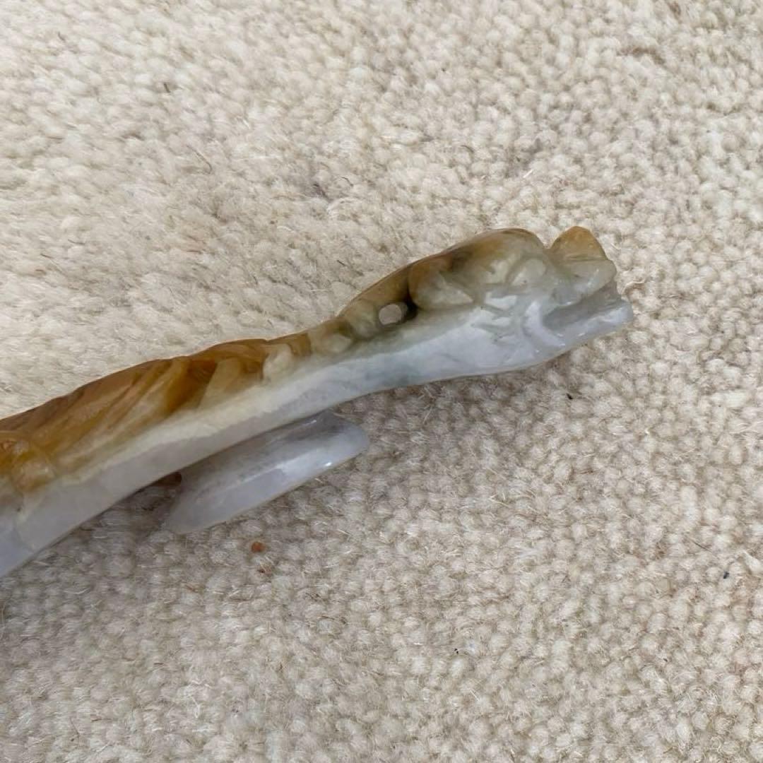 中国美術　唐物　砡　翡翠の鳥と龍の筆架　置物　骨董