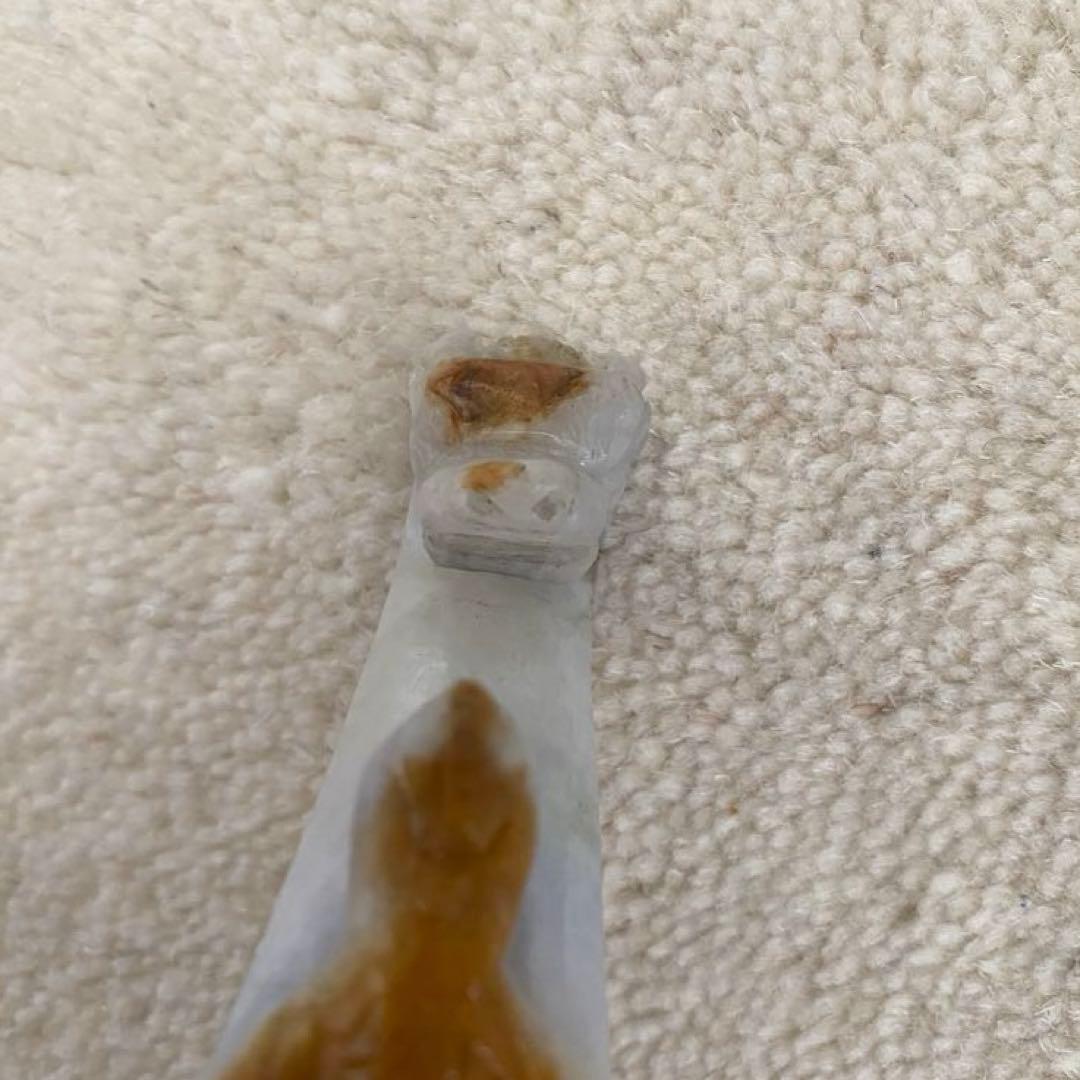 中国美術　唐物　砡　翡翠の鳥と龍の筆架　置物　骨董