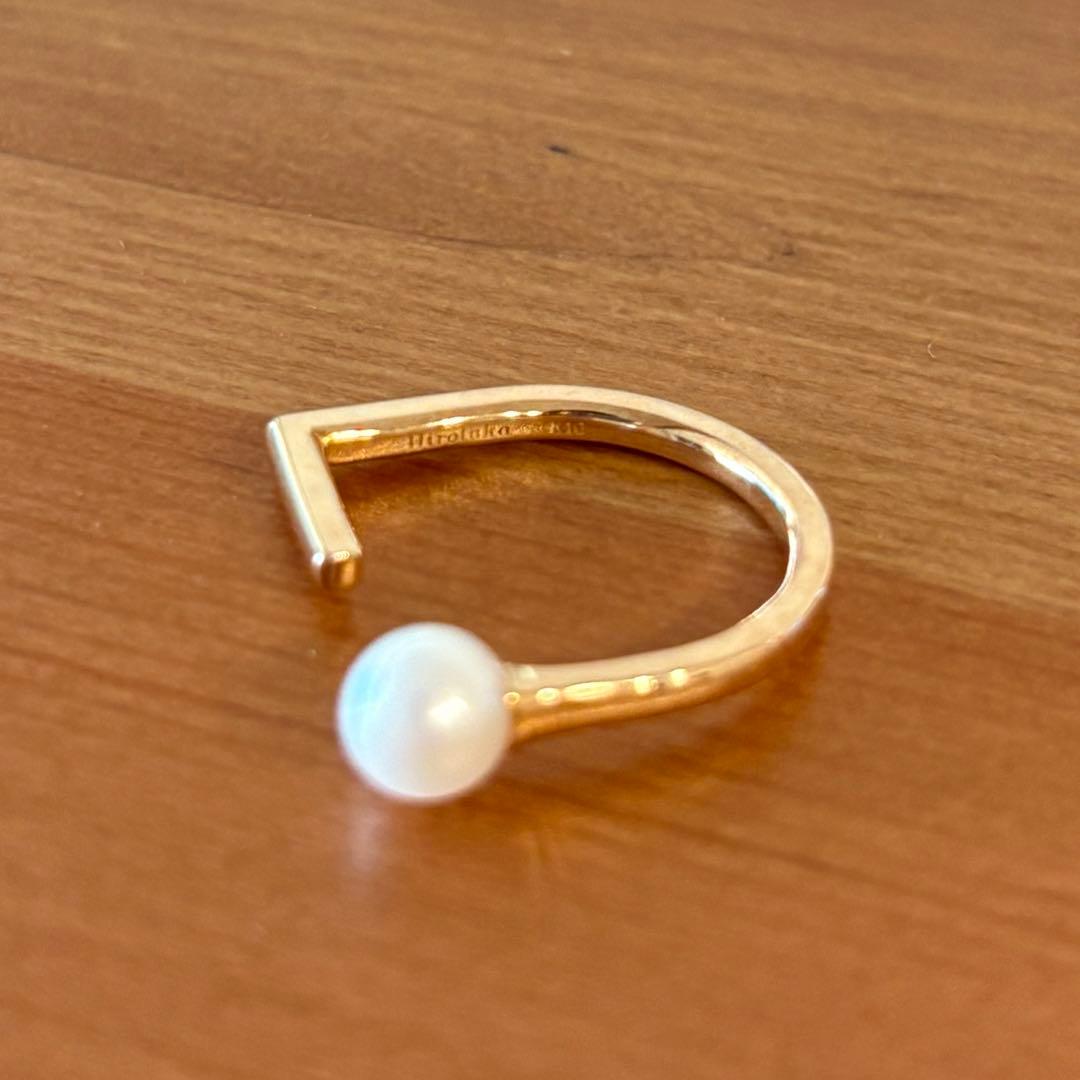 Hirotaka パール付きゴールドリング 10k 専用ボックス付き