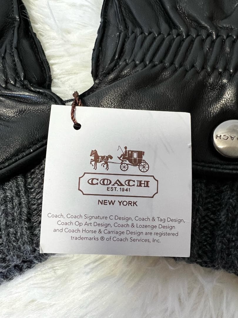 コーチ　メンズ 手袋　レザー&カシミヤ グローブ　F83853 BLK