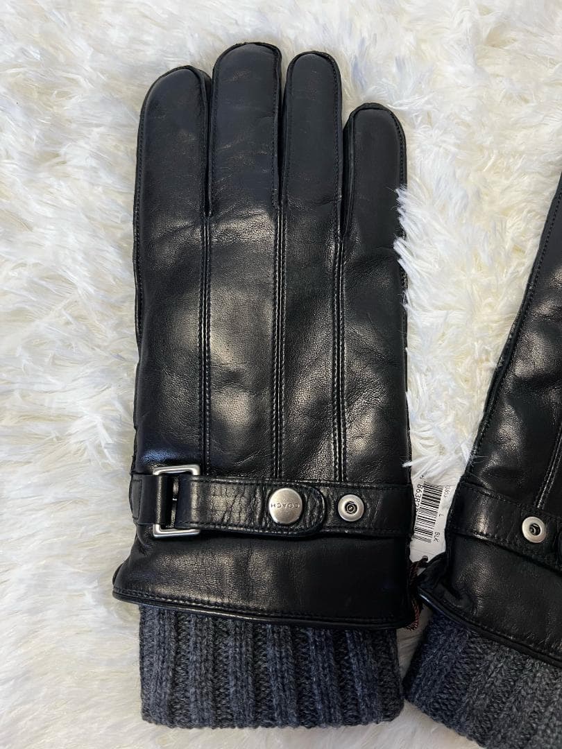 コーチ　メンズ 手袋　レザー&カシミヤ グローブ　F83853 BLK