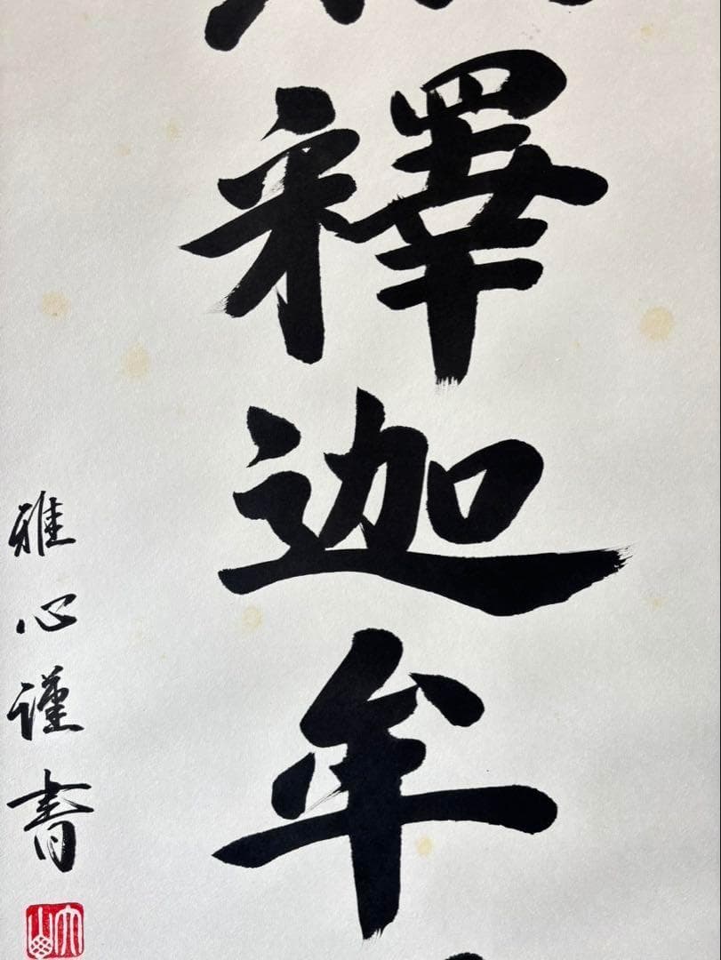 【 真作保証】掛軸 渡辺雅心『南無釈迦牟尼佛』仏書 紙本 肉筆 共箱付 掛け軸