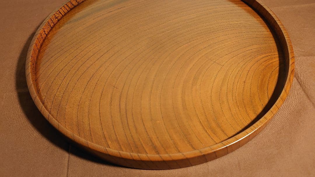 丸盆　山中漆器　欅　欅製　くり抜き　川北造　拭き漆　富貴漆　アンティーク　１客