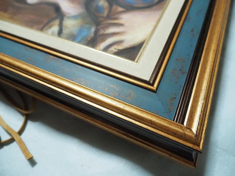 【値下げ】 油彩画 女性肖像 人物画　油絵　ピカソ　F6　額付き　手描き　肉筆