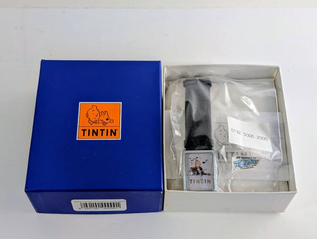美品〈TINTIN タンタンの冒険 腕時計 スクエア型 2005年フランス製〉