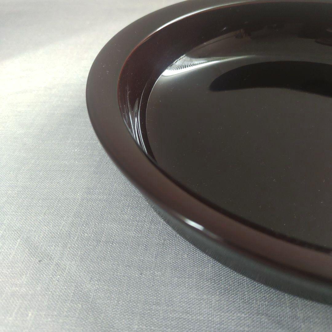 漆器 菓子鉢 平鉢 トレー 丸盆 深め ブラック 無地 工芸