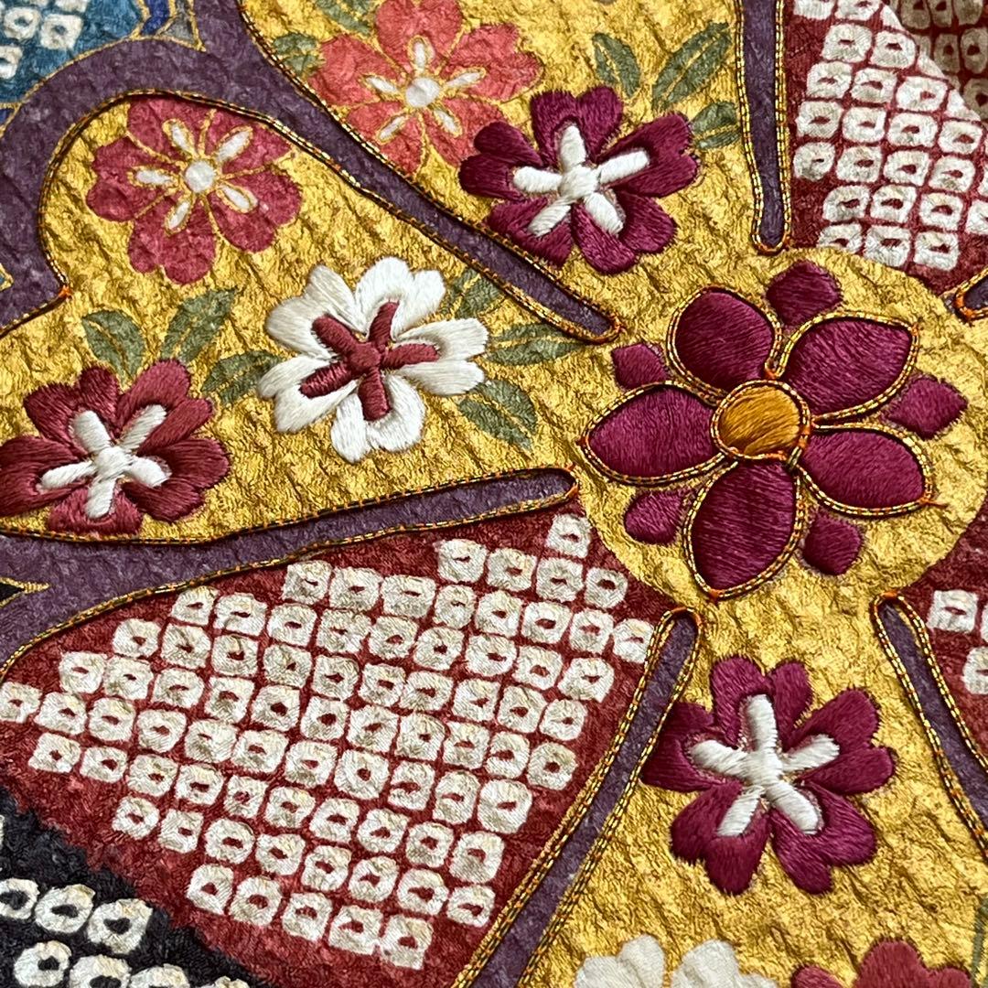 振袖　振り袖　成人式　フルセット　正絹　灰色　グレー　灰茶　絞り　菊　花柄