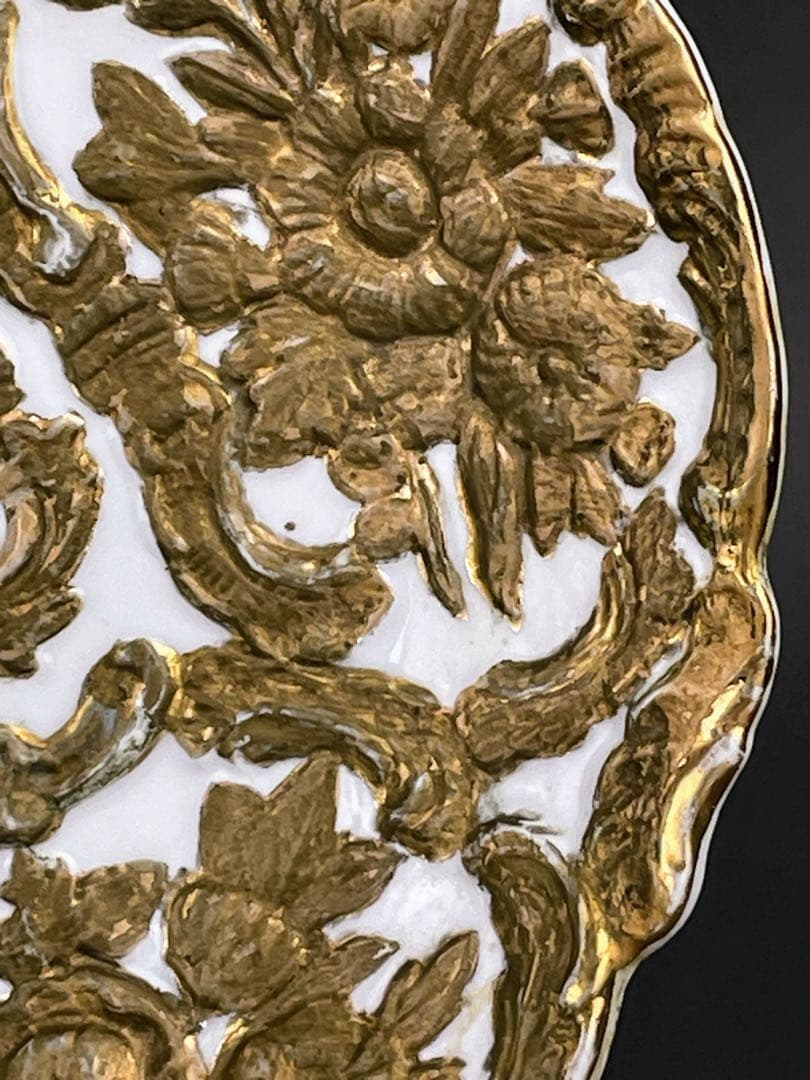 マイセン グランツゴールド風 キャビネット プレート 皿 レリーフ ロココ調