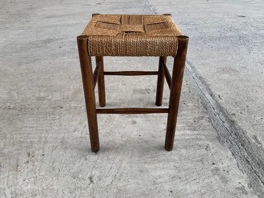 アンティーク ラッシュ スツール 縄編み チェア 民芸家具 椅子 No.4