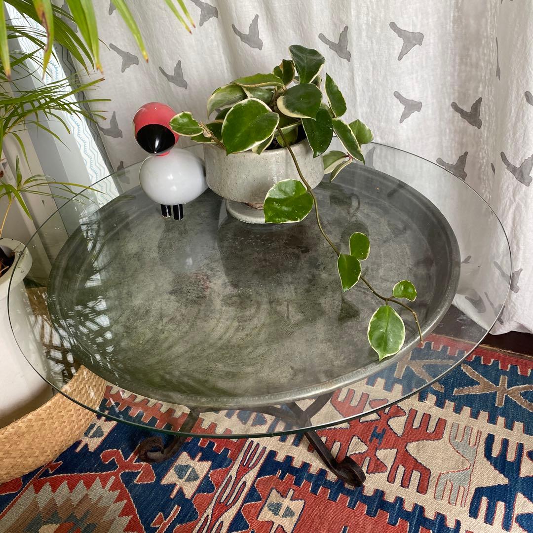 最終お値引きします！異国モロッコ　真鍮ガラステーブル