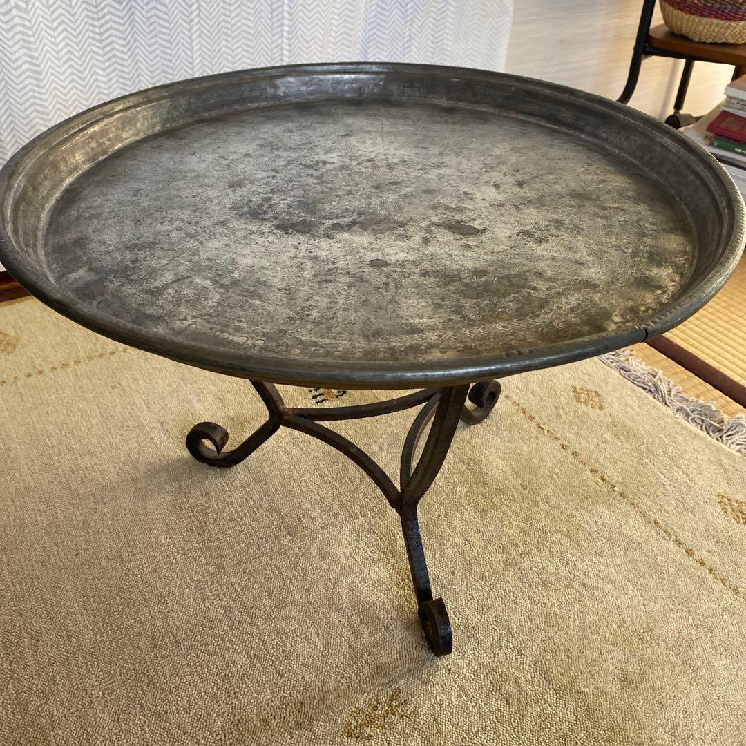 最終お値引きします！異国モロッコ　真鍮ガラステーブル