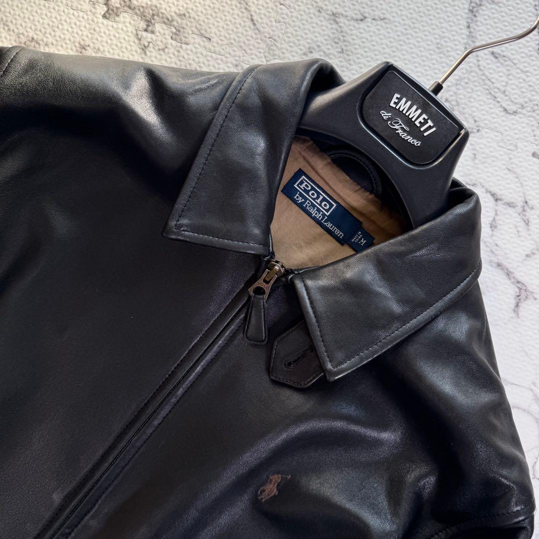 美品◯ポロラルフローレン　レザージャケット　ポニーロゴ　ヴィンテージ　ラムレザー