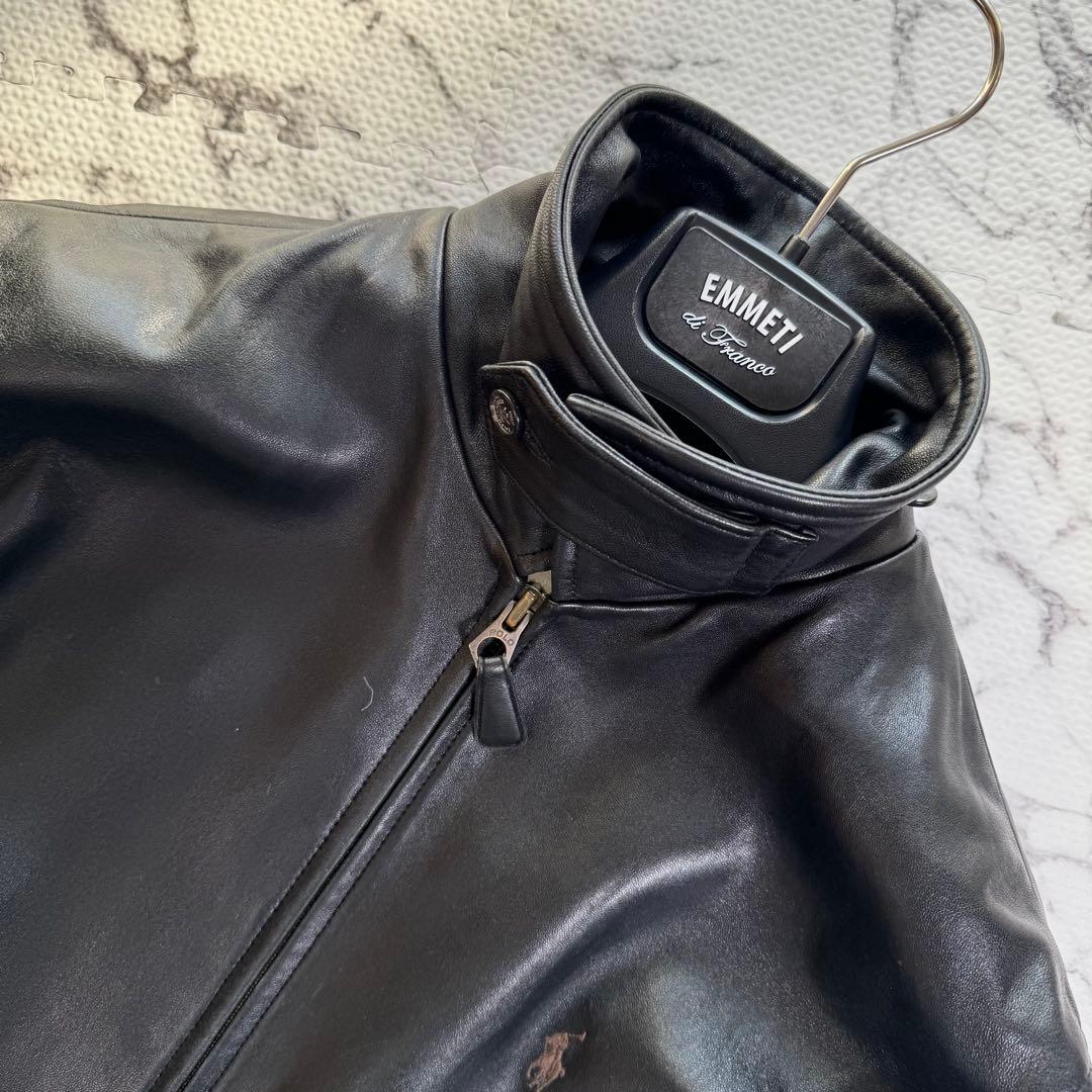 美品◯ポロラルフローレン　レザージャケット　ポニーロゴ　ヴィンテージ　ラムレザー