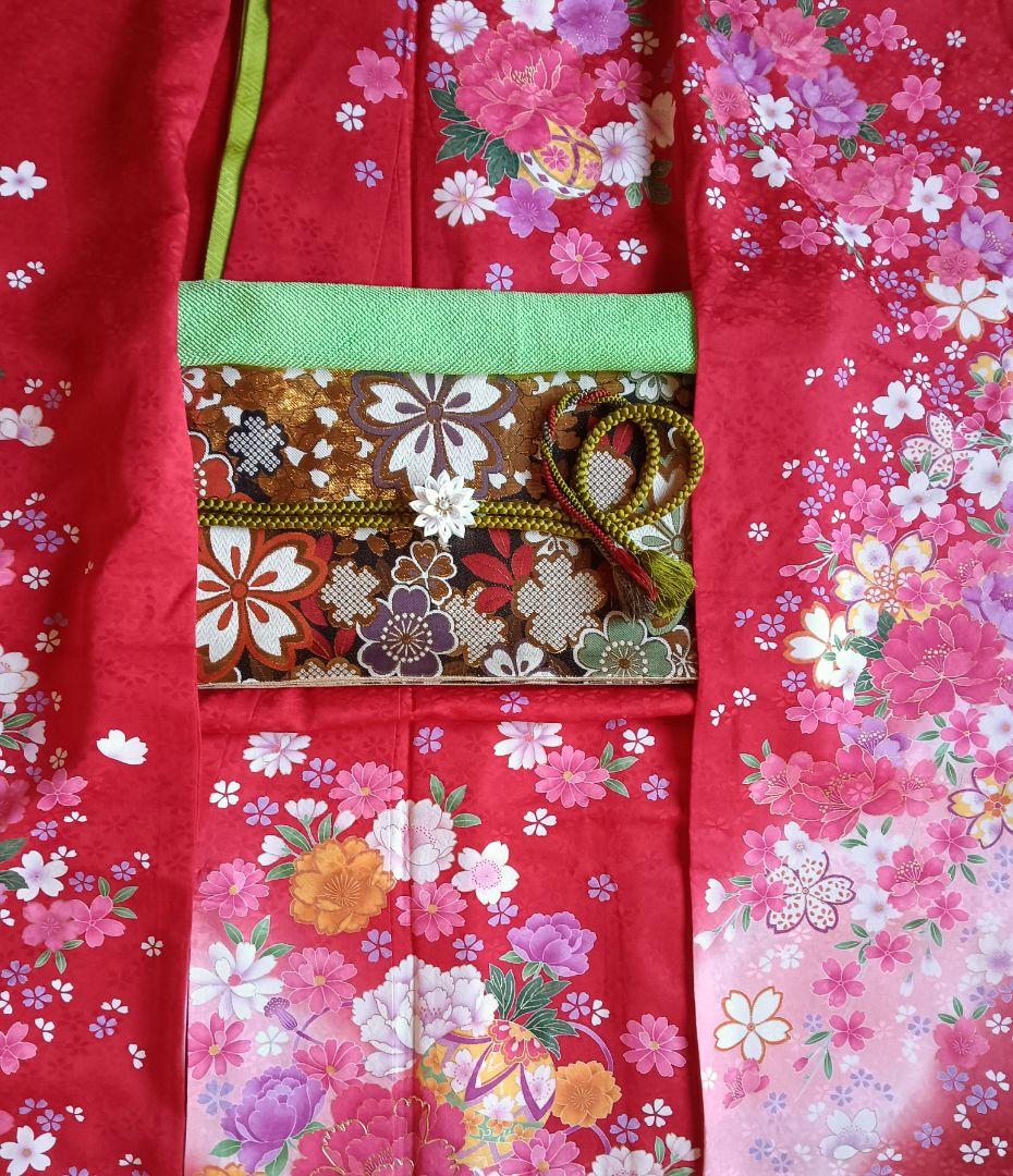 振袖フルセット　現代　華やか　やや小柄　正絹　金駒刺繍　赤　裄66