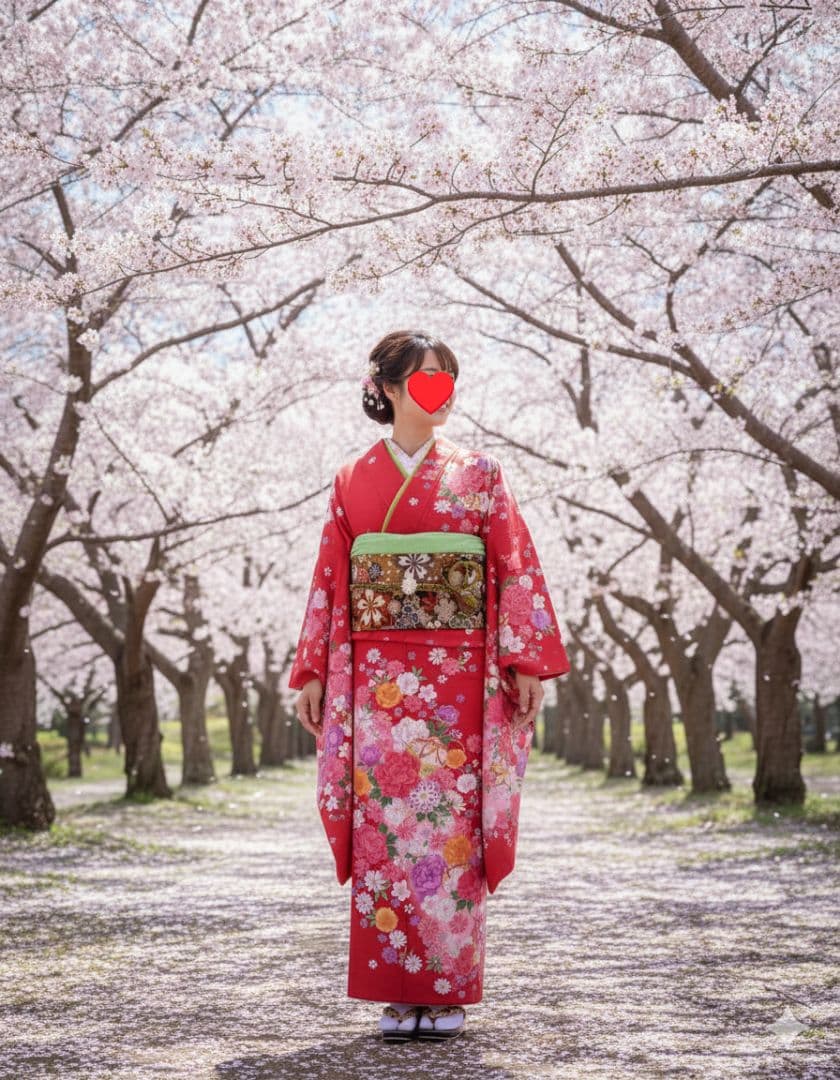 振袖フルセット　現代　華やか　やや小柄　正絹　金駒刺繍　赤　裄66