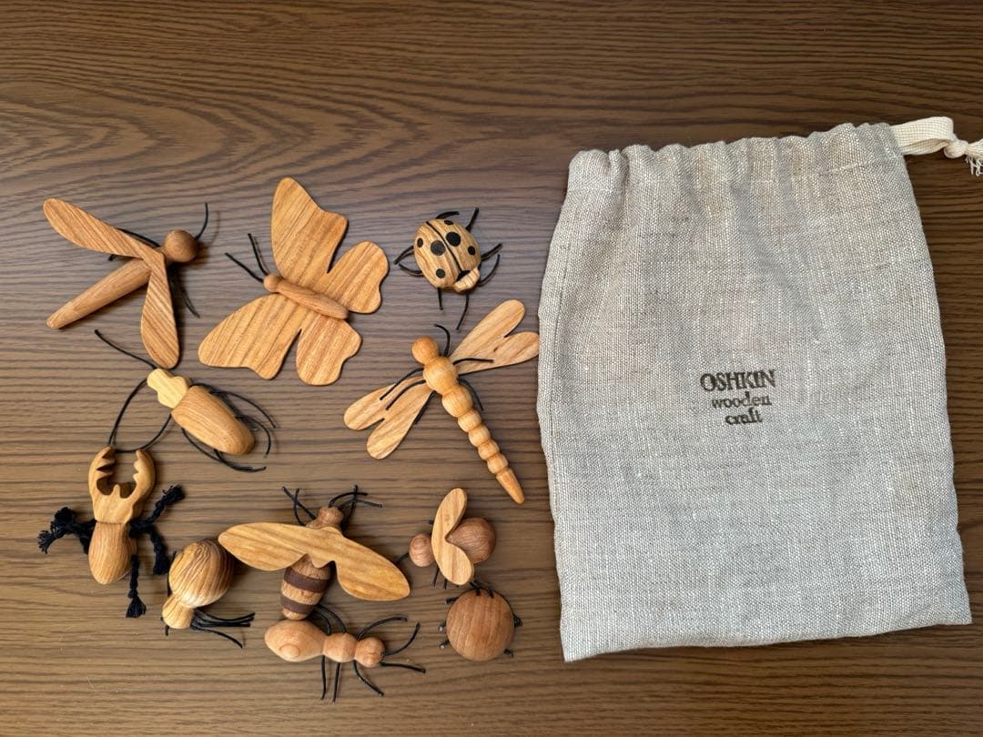 Oshkin Wooden Craft 木製　昆虫11点セット　フィギュア