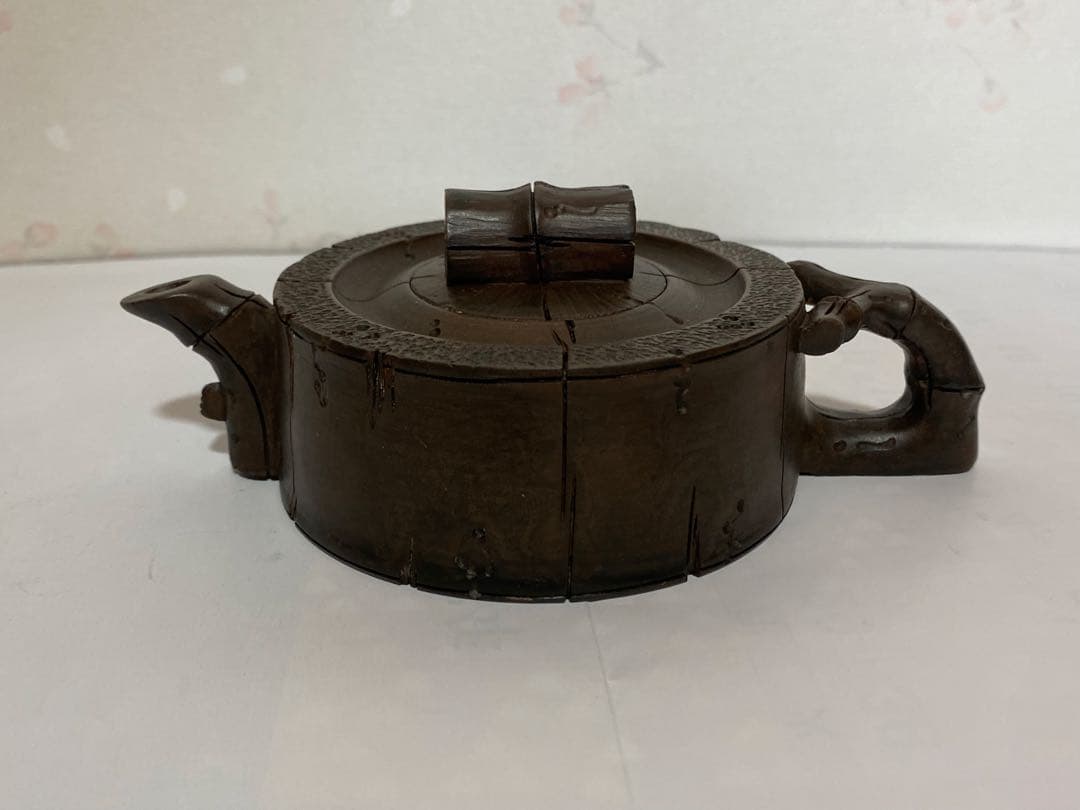 ♦中国？台湾 竹節形 茶道具1式 茶壺 茶碗 盆 急須 紫泥 煎茶道具 骨董品