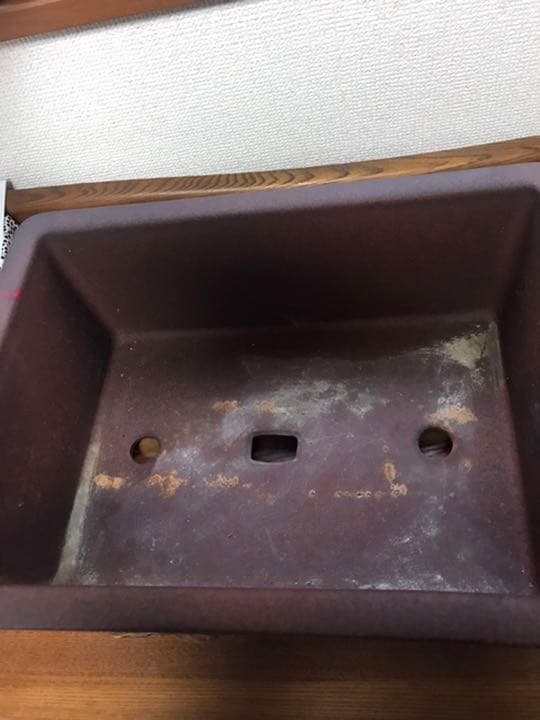 盆栽鉢　希少時代紅泥赤色梨皮切り足長方盆栽鉢山野草植木鉢32.5x24x12