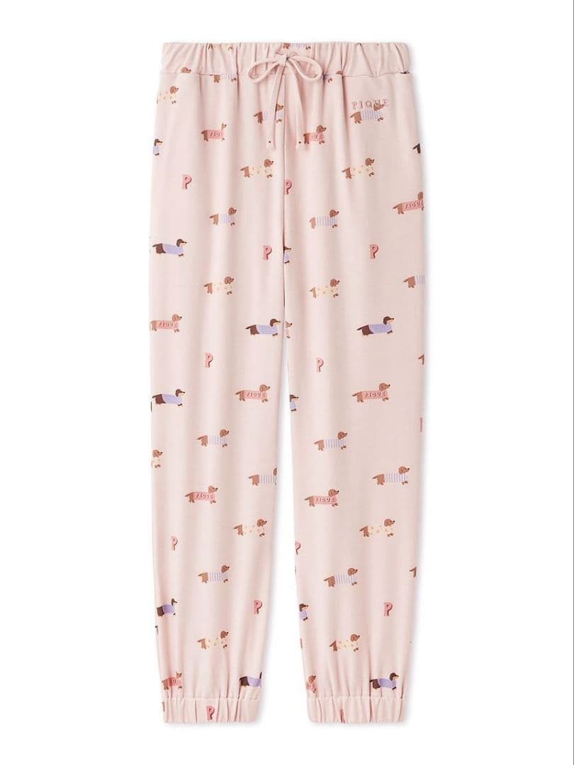 最終値下げwダックスフンド柄ロンＴ ロングパンツセット ピンク