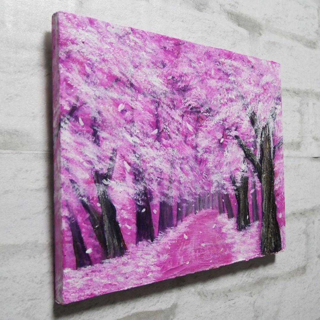 油絵 油彩 油彩画 絵画 絵【桃色の桜の道】